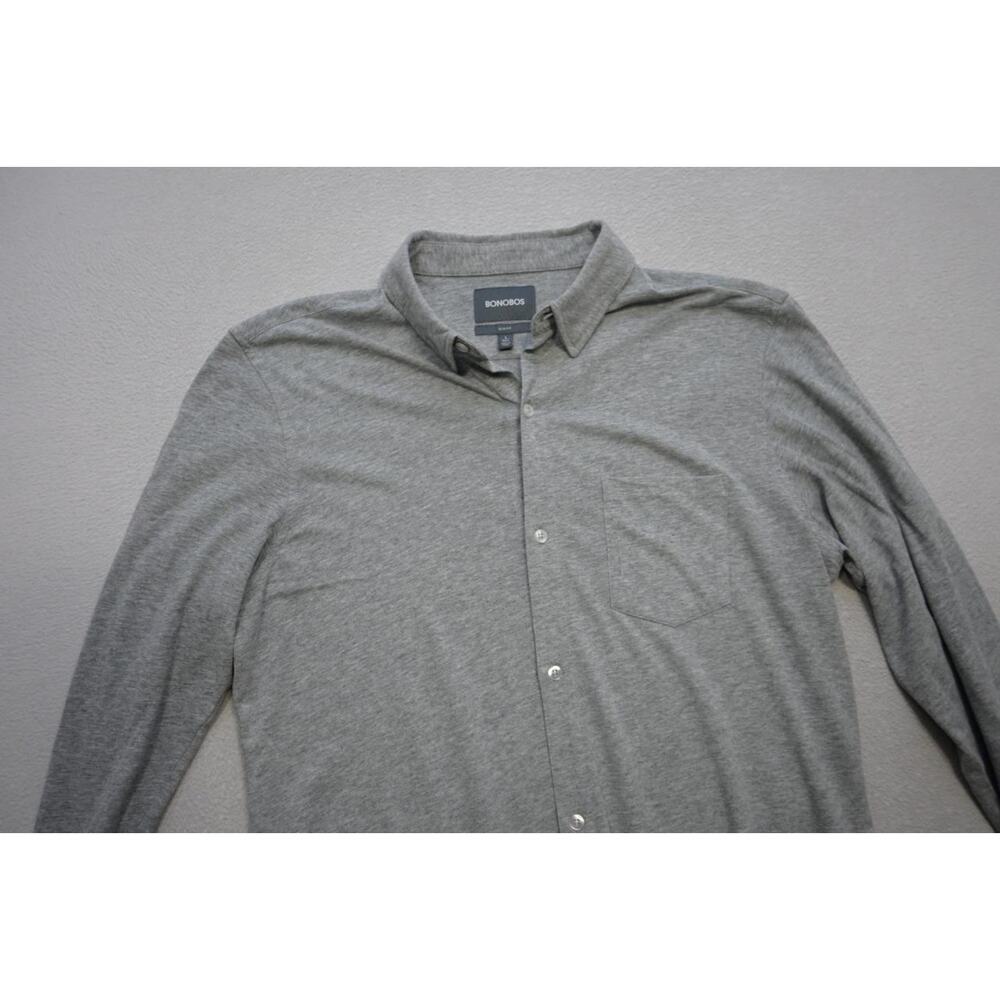 Bonobos Dress Shirt Slim Fit Gray‎ Casual Button Up Long Sleeve Mens Large Short - Picture 5 of 7
